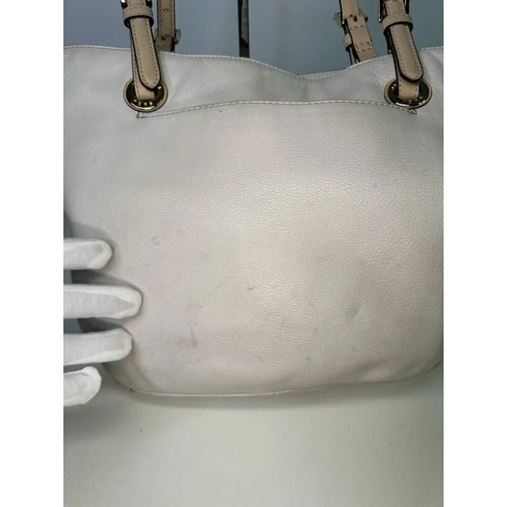 Michael Kors White Pebbled Leather Tote Hand Bag